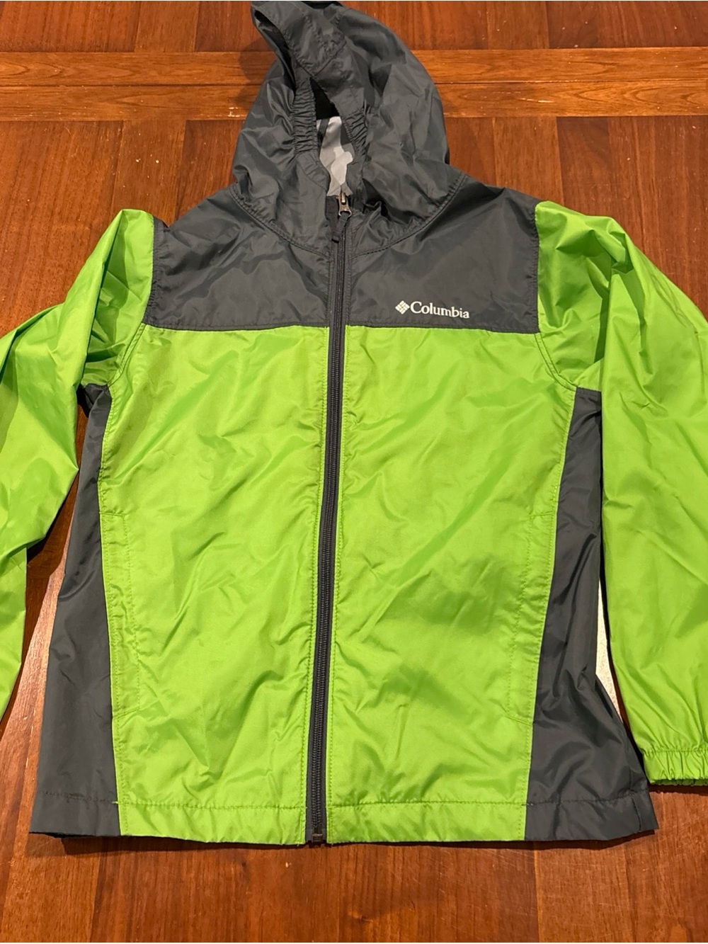 Columbia Kids Rain Jacket Light Green/Gray Medium